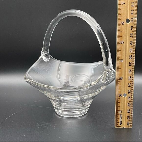 Vintage Clear Glass Basket with Handle | Wedding Centerpiece Candy Dish Decor - Picture 4 of 7